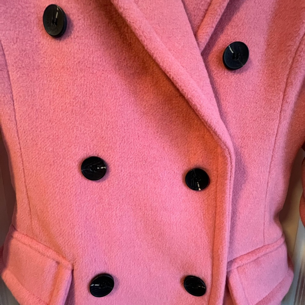 AVEC LES FILLES Wool Blend Double Breasted Coat Pink Jacket XS Small 💖 0 2 4 6 - Picture 9 of 15
